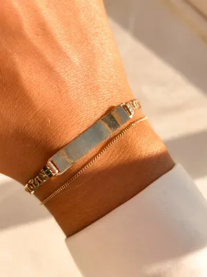 Vintage 9ct Yellow Gold Flat Anchor Link ID Bracelet