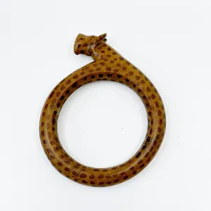Vintage African carved wood jaguar bangle bracelet GM97