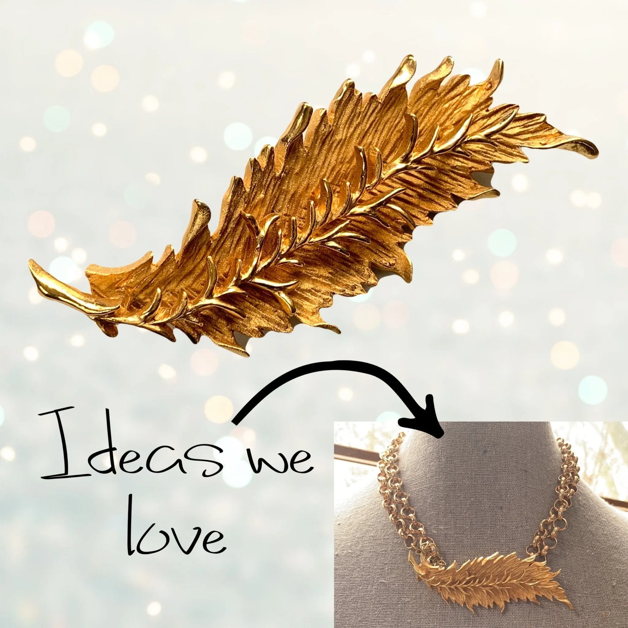 Vintage Leaf Brooch by Hattie Carnegie. Shawl Closure or Sweater Clip or Repurpose to a Statement Necklace.