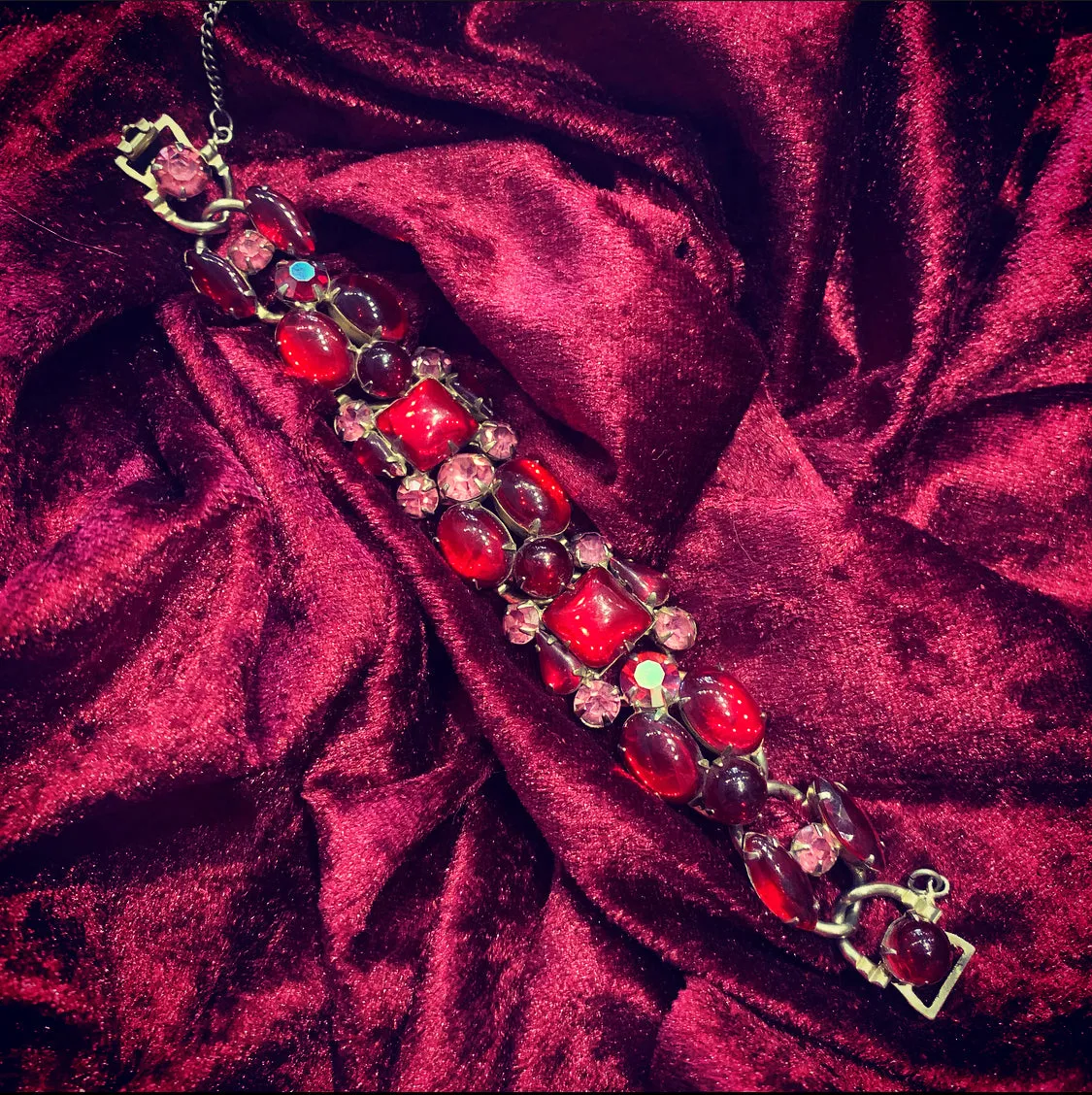 Weiss Red Vintage Glass Bracelet