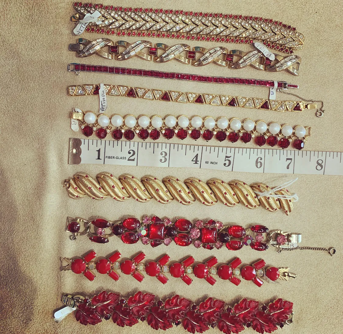 Weiss Red Vintage Glass Bracelet