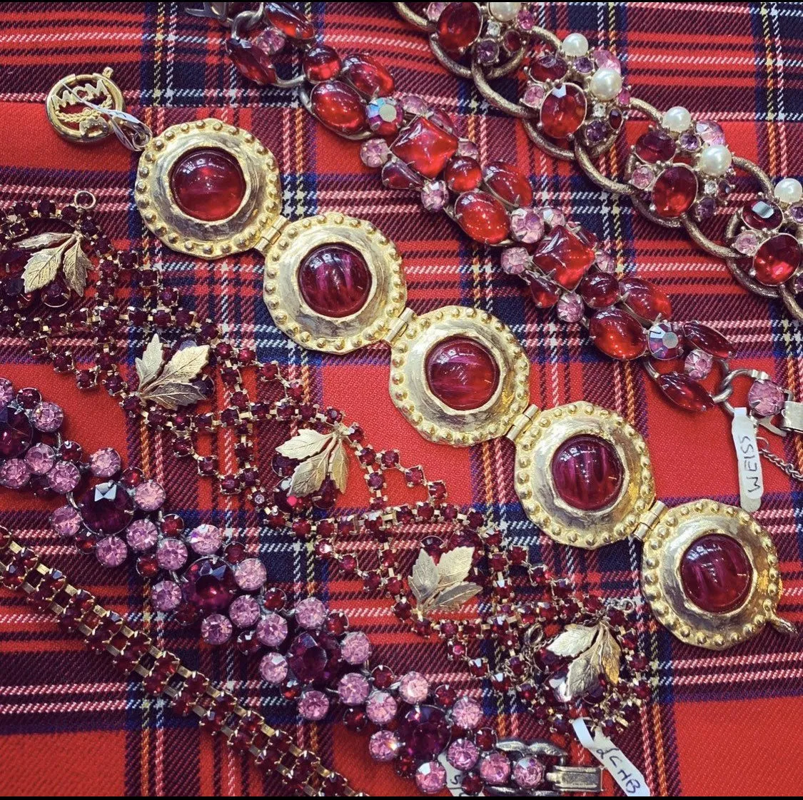 Weiss Red Vintage Glass Bracelet