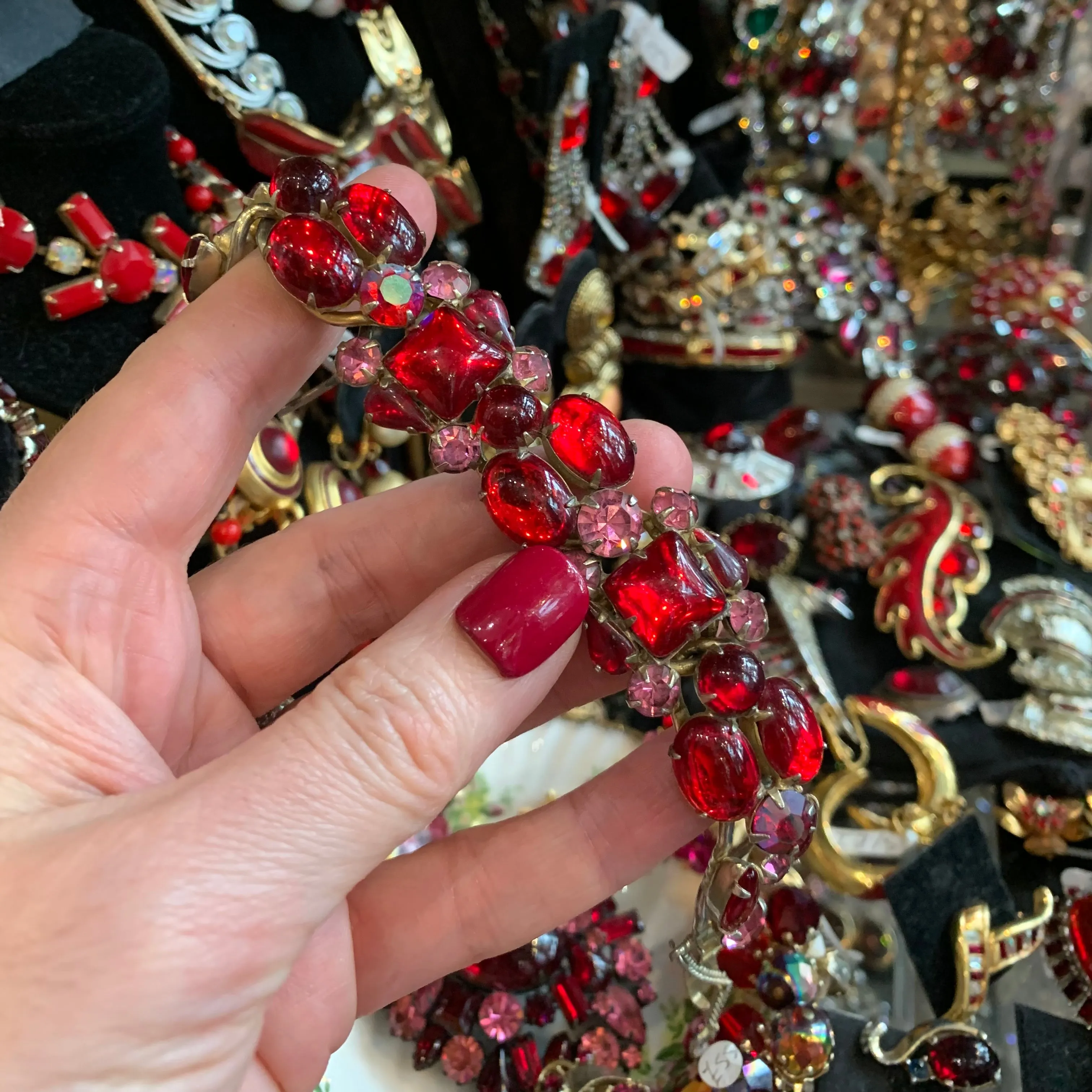 Weiss Red Vintage Glass Bracelet