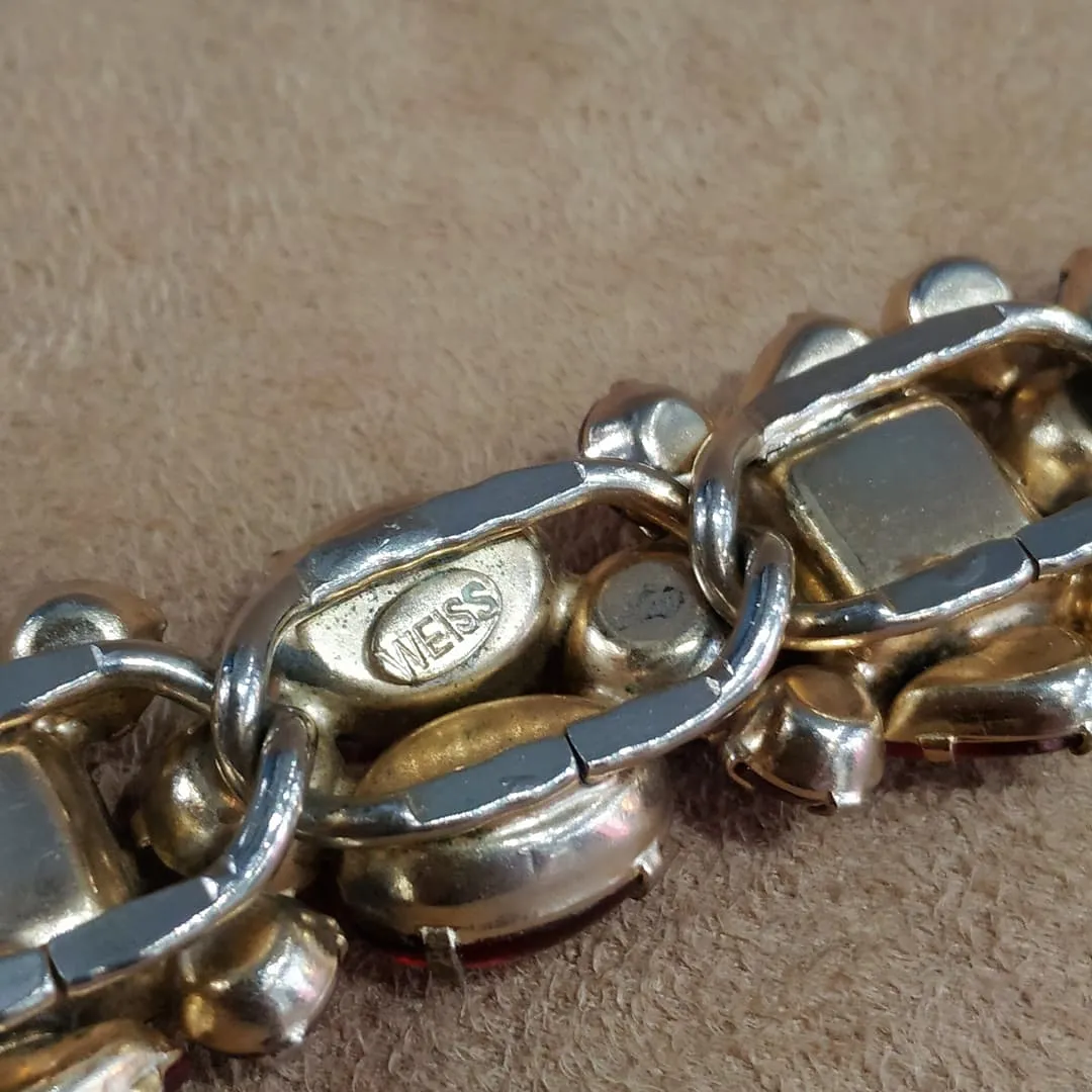 Weiss Red Vintage Glass Bracelet