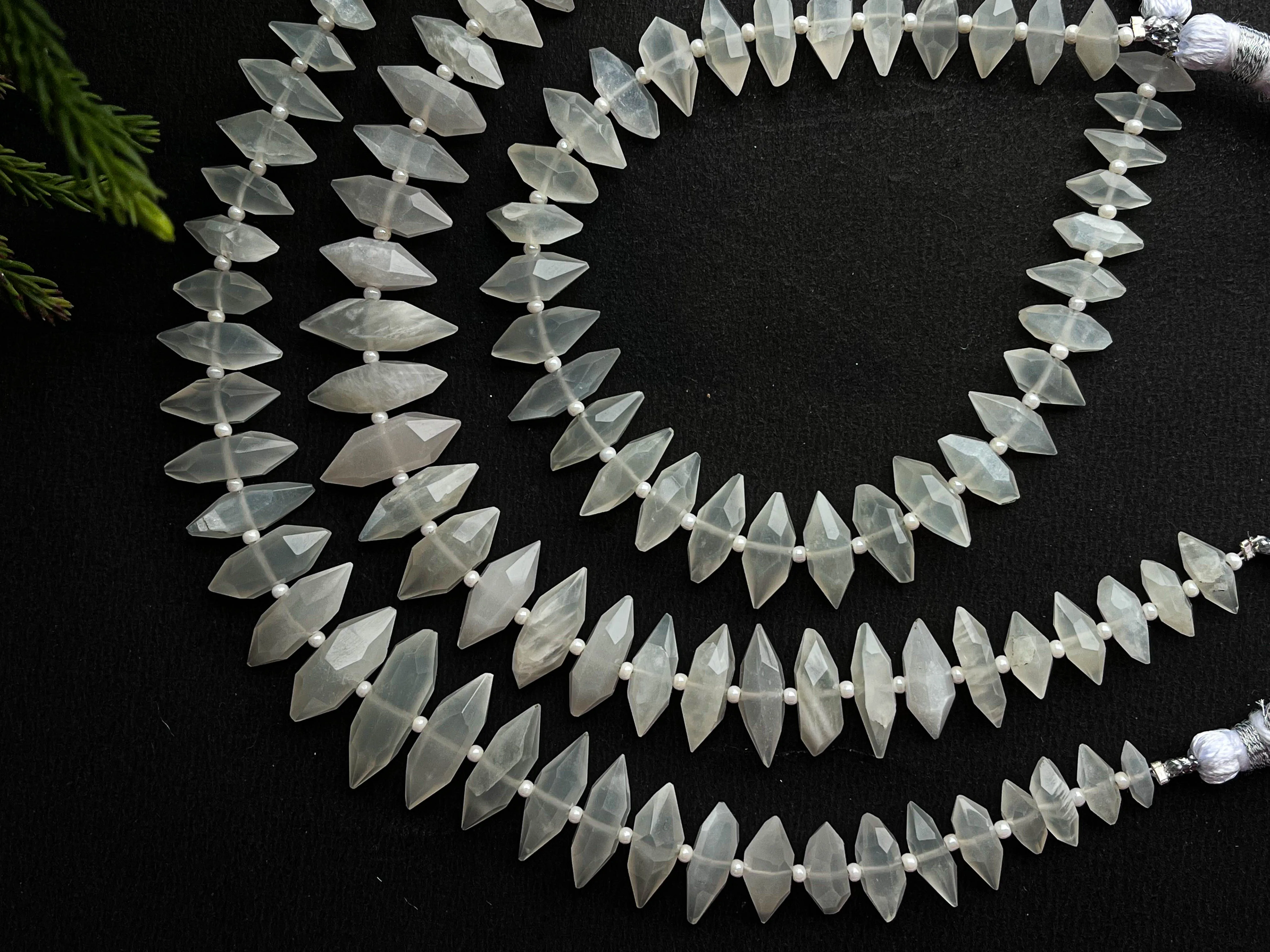 White Moonstone Faceted Tumble Shape Beads