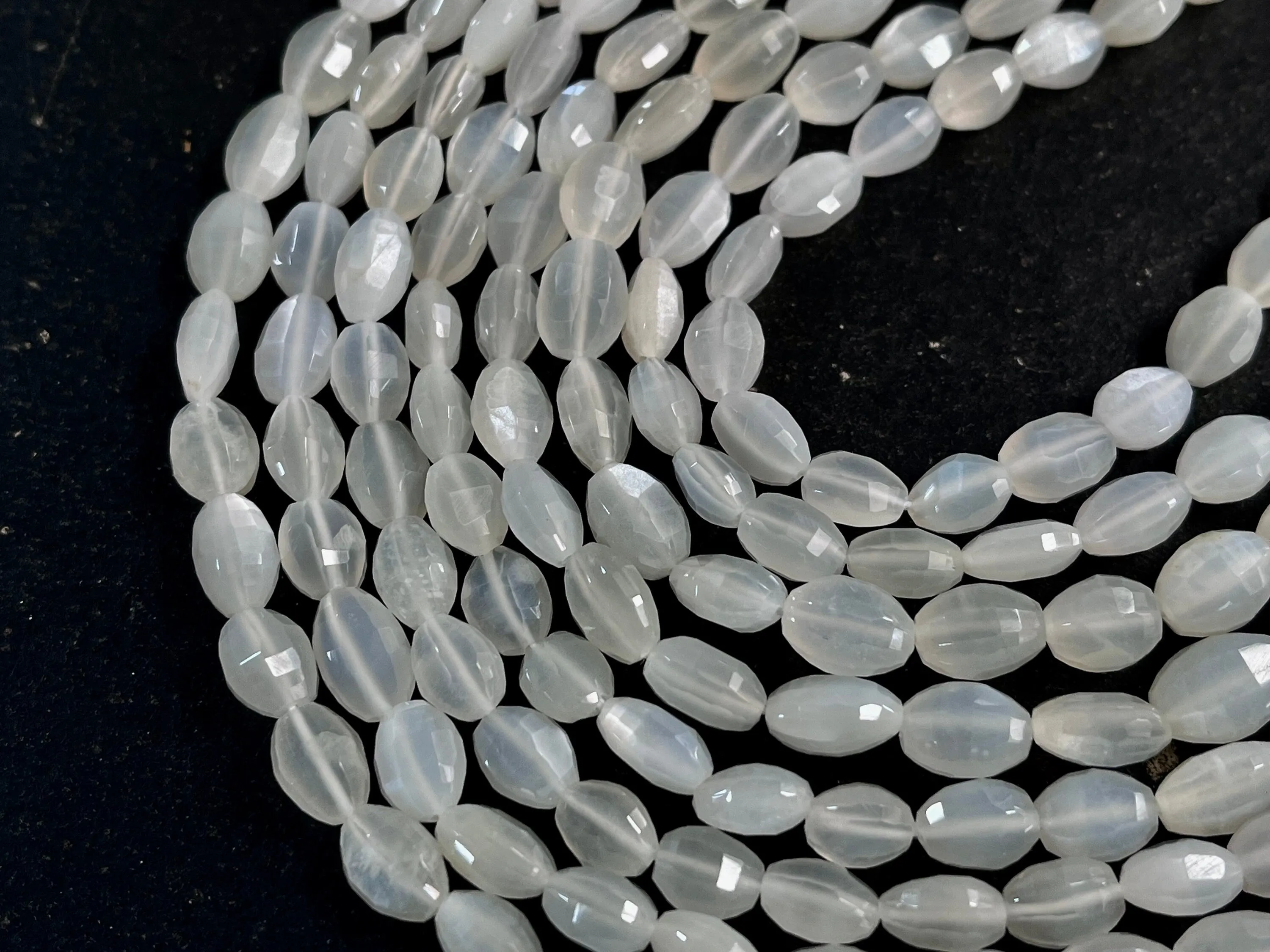 White Moonstone Oval Shape Step cut Beads