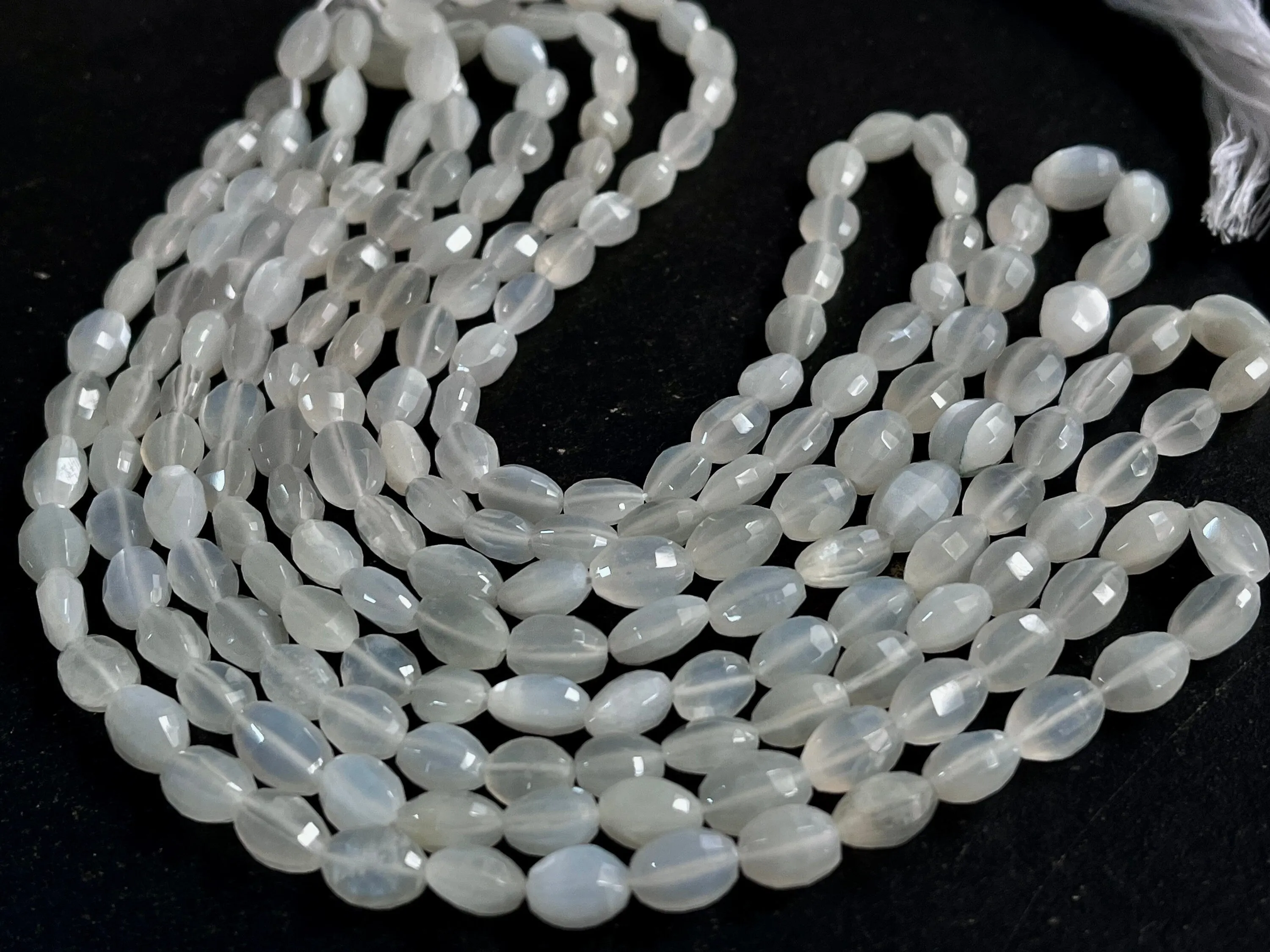 White Moonstone Oval Shape Step cut Beads