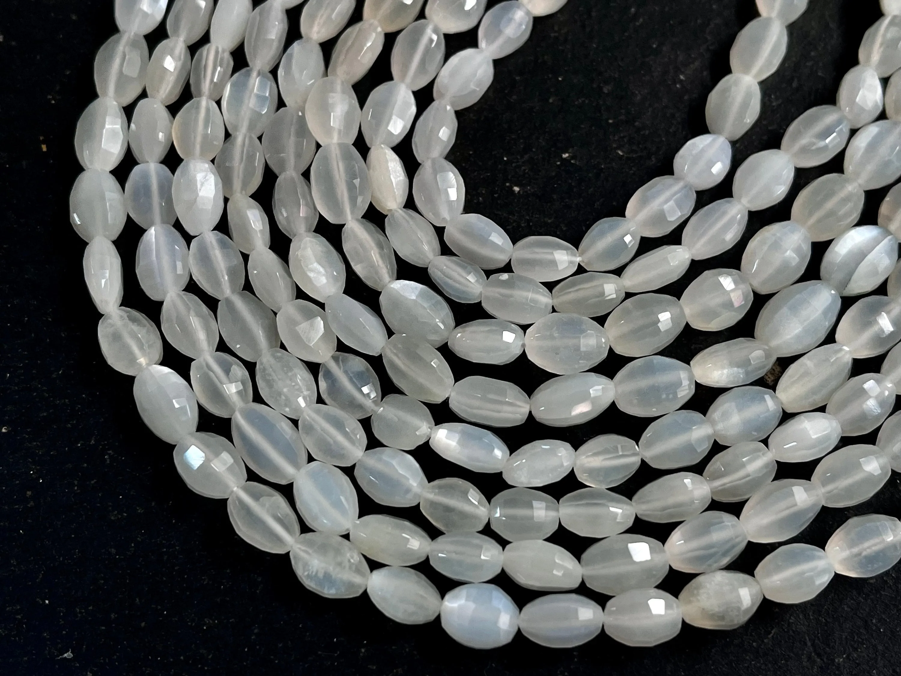 White Moonstone Oval Shape Step cut Beads