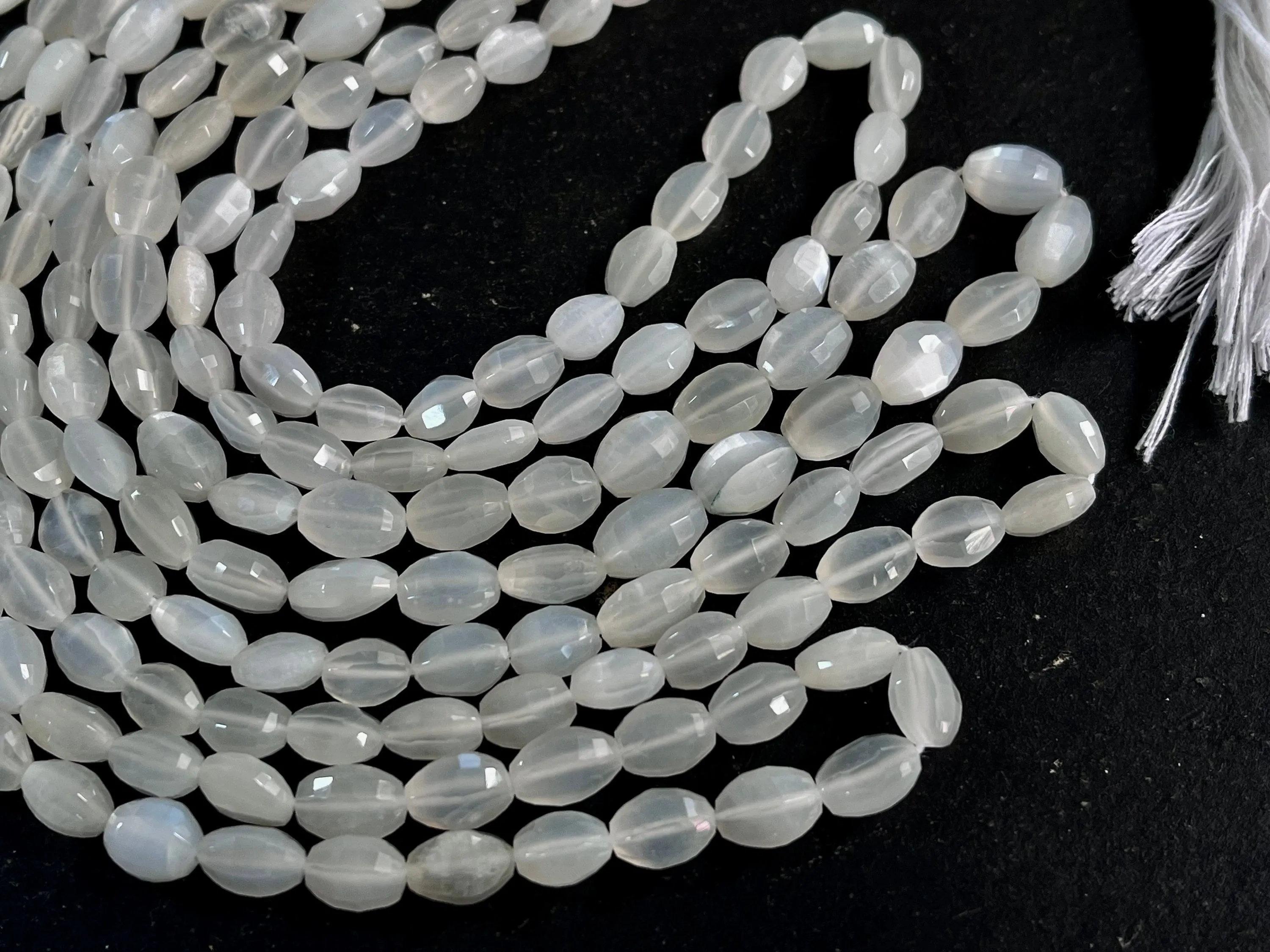 White Moonstone Oval Shape Step cut Beads